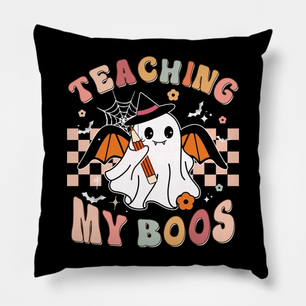 Ghost Halloween Teaching Boos Pillow by Sunset beach lover