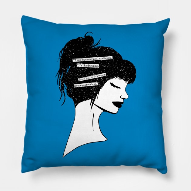 Mental Health Quote Depression Silhouette Pillow by sparkling-in-silence