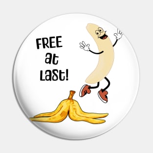 Funny free banana man is stripped of its peel and happy dancing Pin