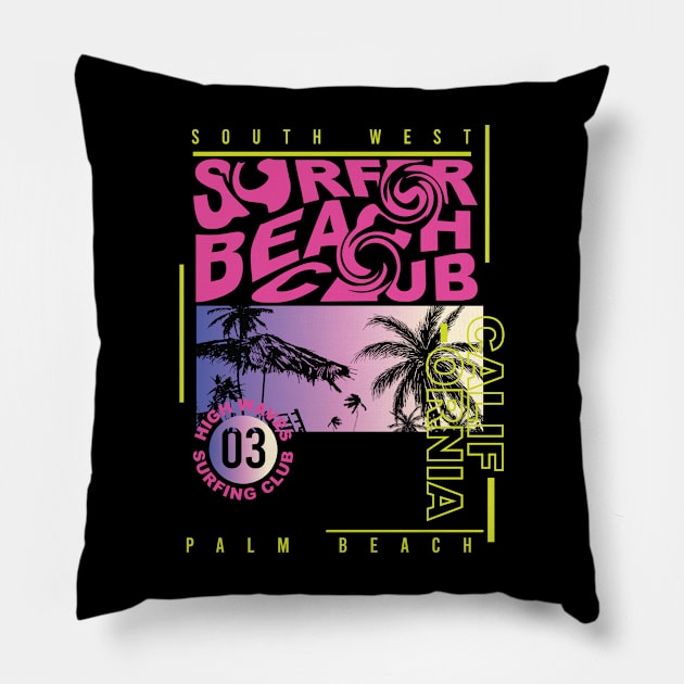 California Surfer Beach club Pillow by SSSD