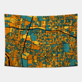 Albuquerque Map Pattern in Orange & Teal Tapestry