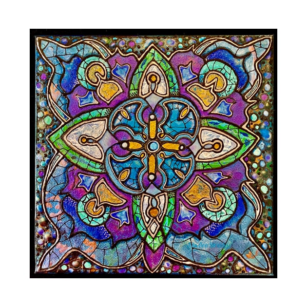 Stained Glass Mandala Cross by Julie Ann Stricklin by Julie Ann Stricklin