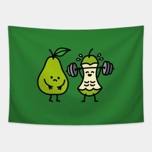 Weightlifting pear funny gym bodybuilding workout Tapestry