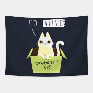 Double Schrödinger's Cat Dead and Alive - Funny Cute Kitty - Quantum Physics Tapestry