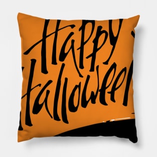 PUMPKIN happy hallowen simple black orange Pillow