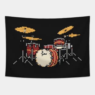 Pixel Royal Blood Red Drums Tapestry