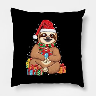 Merry Slothmas Christmas sloth pajamas Santa hat slow ho ho Xmas sloth Pillow