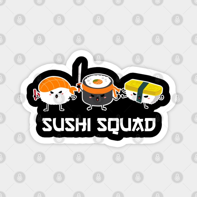 Sushi Gift Design Japanese Sashimi Anime Sushi Squad Print Magnet by Linco