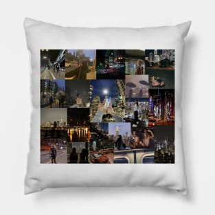 city night life aesthetic collage Pillow