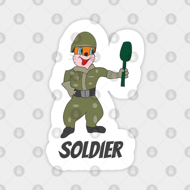 Soldier - Funny Cartoon Cat - Magnet | TeePublic Soldier - Funny Cartoon Cat - Magnet | TeePublic