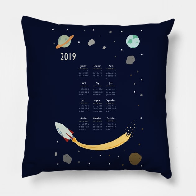 2019 Outer Space Calendar Pillow by Svaeth