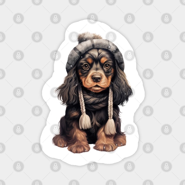 Winter English Cocker Spaniel Dog Magnet by Chromatic Fusion Studio