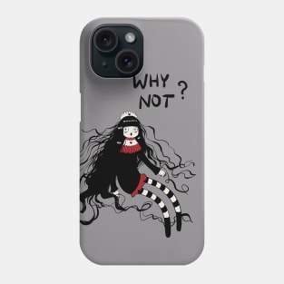 Goth Girl Black White Red Cartoon Art Phone Case