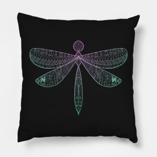 Dragonfly mandala blue violet Pillow