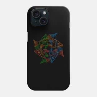 Salmon drawing in four colors Phone Case