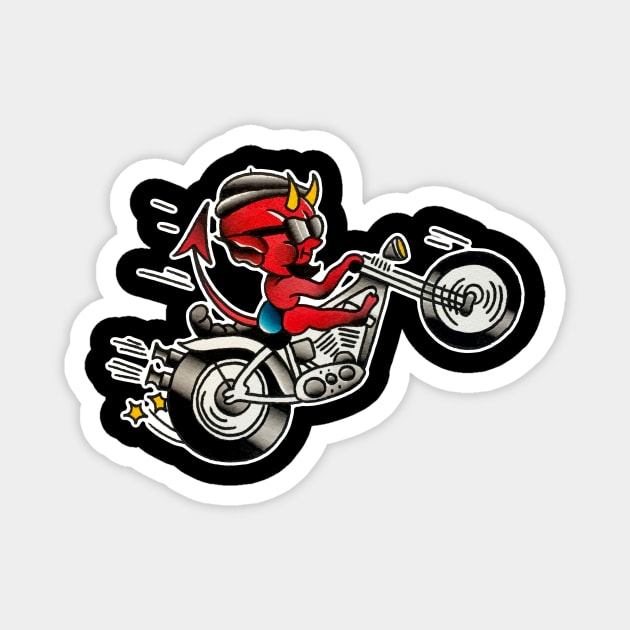 Devil Beatnik Rider Tattoo Design Magnet by forevertruetattoo