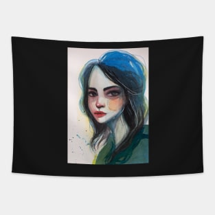 Watercolour portrait of a girl Tapestry