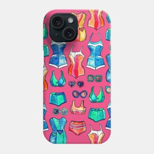 Sixties Swimsuits and Sunnies on blush pink Phone Case