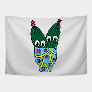 Cute Cactus Design #289: Potted Cacti In Funky Pot Tapestry