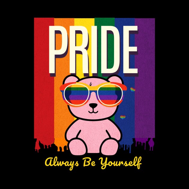LGBTQ Rainbow Flag Gay Pride Shirt Bear Awareness Ally Men by Dezinesbyem Designs