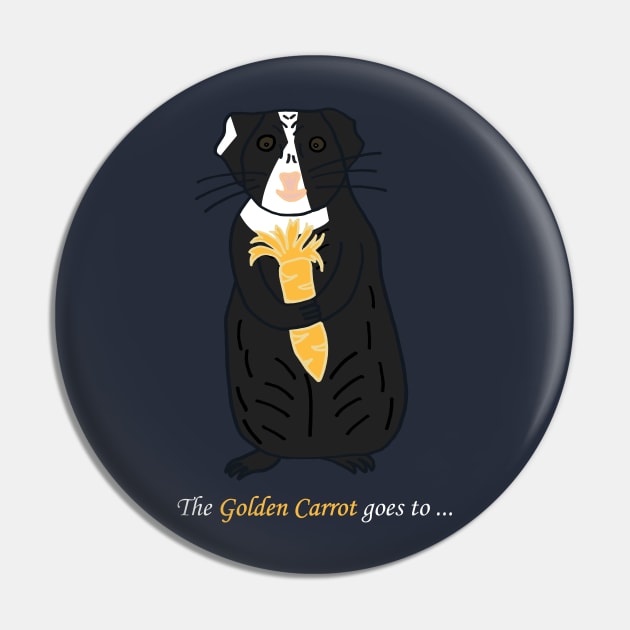 Black Guinea Pig with Golden Carrot Pin by Anke Wonder 