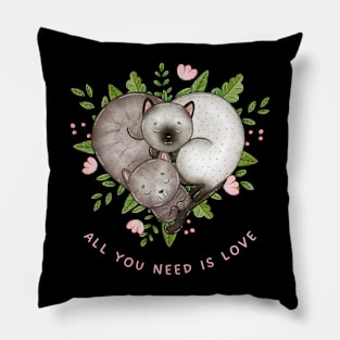 White and pink cute cat T-shirt template Pillow