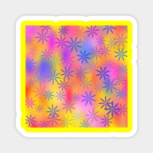 Multicolor Flowers on a Bright Colorful Background v4 yellow underlay Magnet