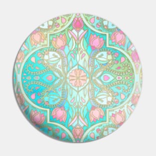 Floral Moroccan in Spring Pastels - Aqua, Pink, Mint & Peach Pin