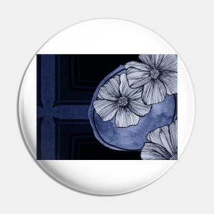 Contemporary Modern Art Botanical In Blue Pin