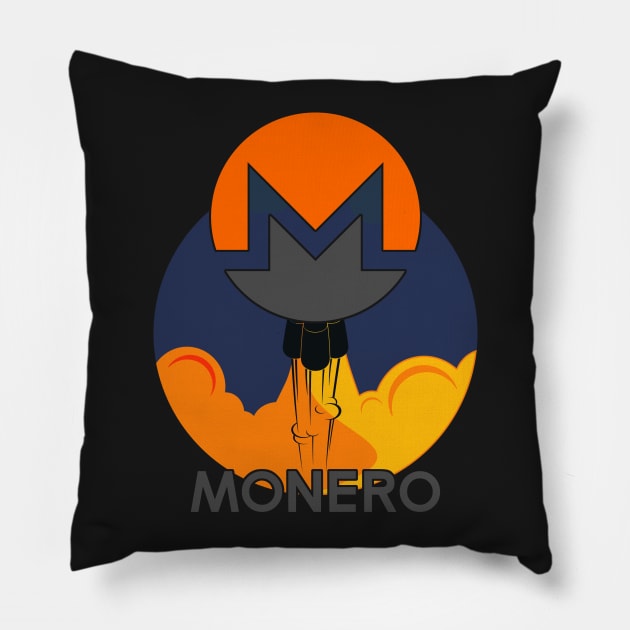 Rocket to The Moon : Monero Edition Pillow by CryptoTextile