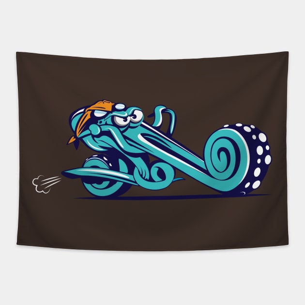 Octo Chopper Tapestry by Funky Aviation