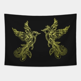 Love Everybirdy Golder Birds Pattern Tapestry