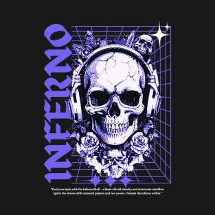 Inferno skull , streetwear skull ,Design T-Shirt