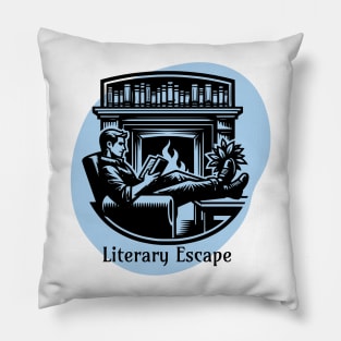 Literary Escape at home by the fireplace Pillow