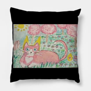 Pink kitty cat Pillow