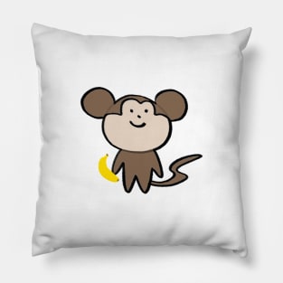 Cute monkey with banana Pillow