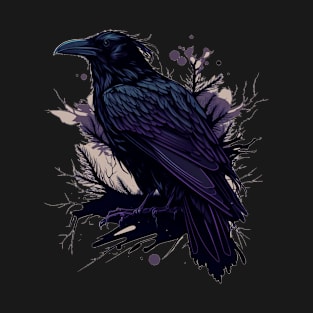 Raven Graphic Goth Black Crow T-Shirt