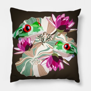 Frogs and lillies Pillow