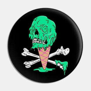 Melting Ice Cream Screaming Skull Pin