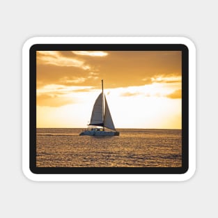 Sailboat sailing off of Anse Chastanet at Sunset Saint Lucia Caribbean Magnet