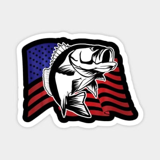 Bass Fishing American USA Flag For Fisherman Magnet