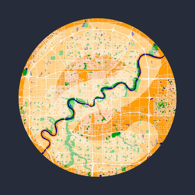 Edmonton Circular Map by Edmonton River