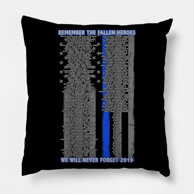 2019 Police Officer Memorial - Thin Blue Line Family Pillow by bluelinemotivation