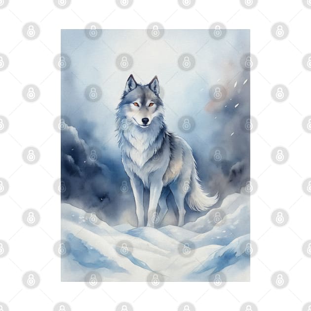 Funny White Wolf Hunting Fantasy Ground, Winter Mountain Icy Moon, Snowy White Forest, Biker gifts by sofiartmedia