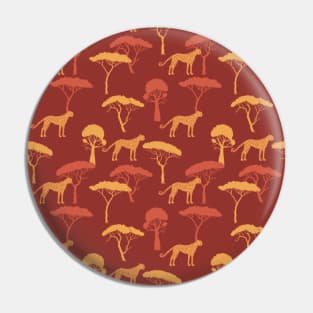 Burnt Orange Animals Neck Gator Leopards Savannah Trees Burnt Orange Animal Pin