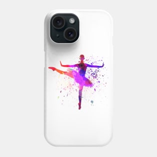 Classical ballet girl in watercolor Phone Case