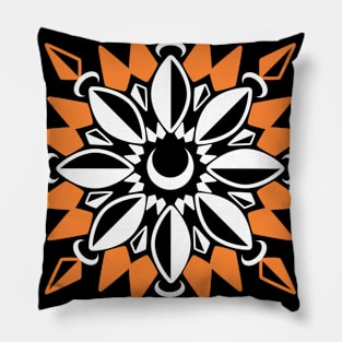 Abstract Moon Flower Print (Orange) Pillow