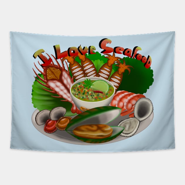 I love seafood Tapestry by Pojn