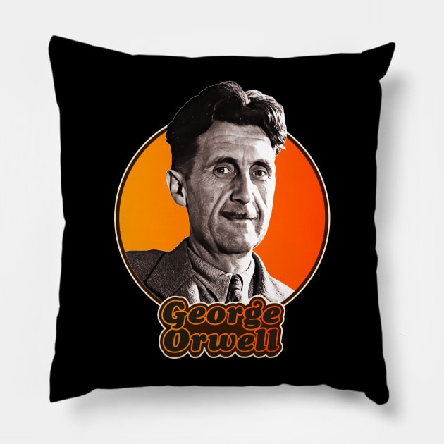 Retro George Orwell Tribute Pillow by darklordpug