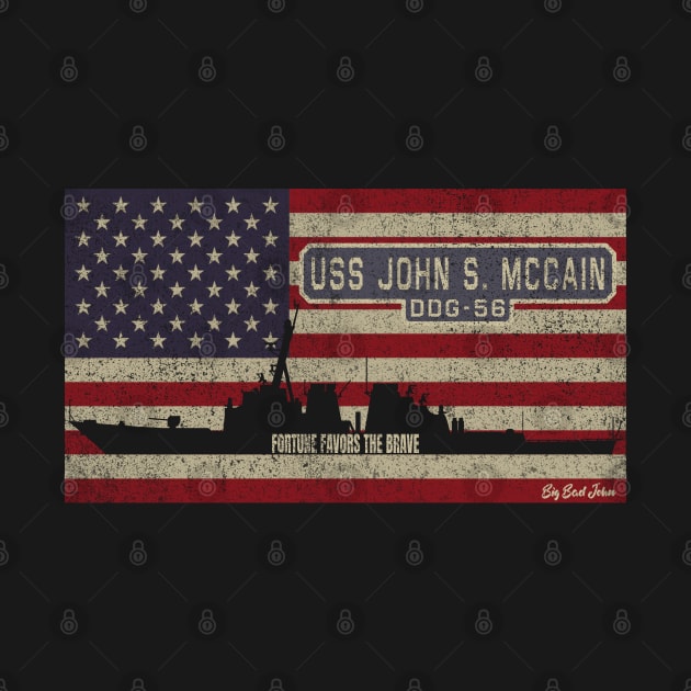 John S. McCain DDG-56 Arleigh Burke-class Guided Missile Destroyer Vintage USA  American Flag Gift by Battlefields